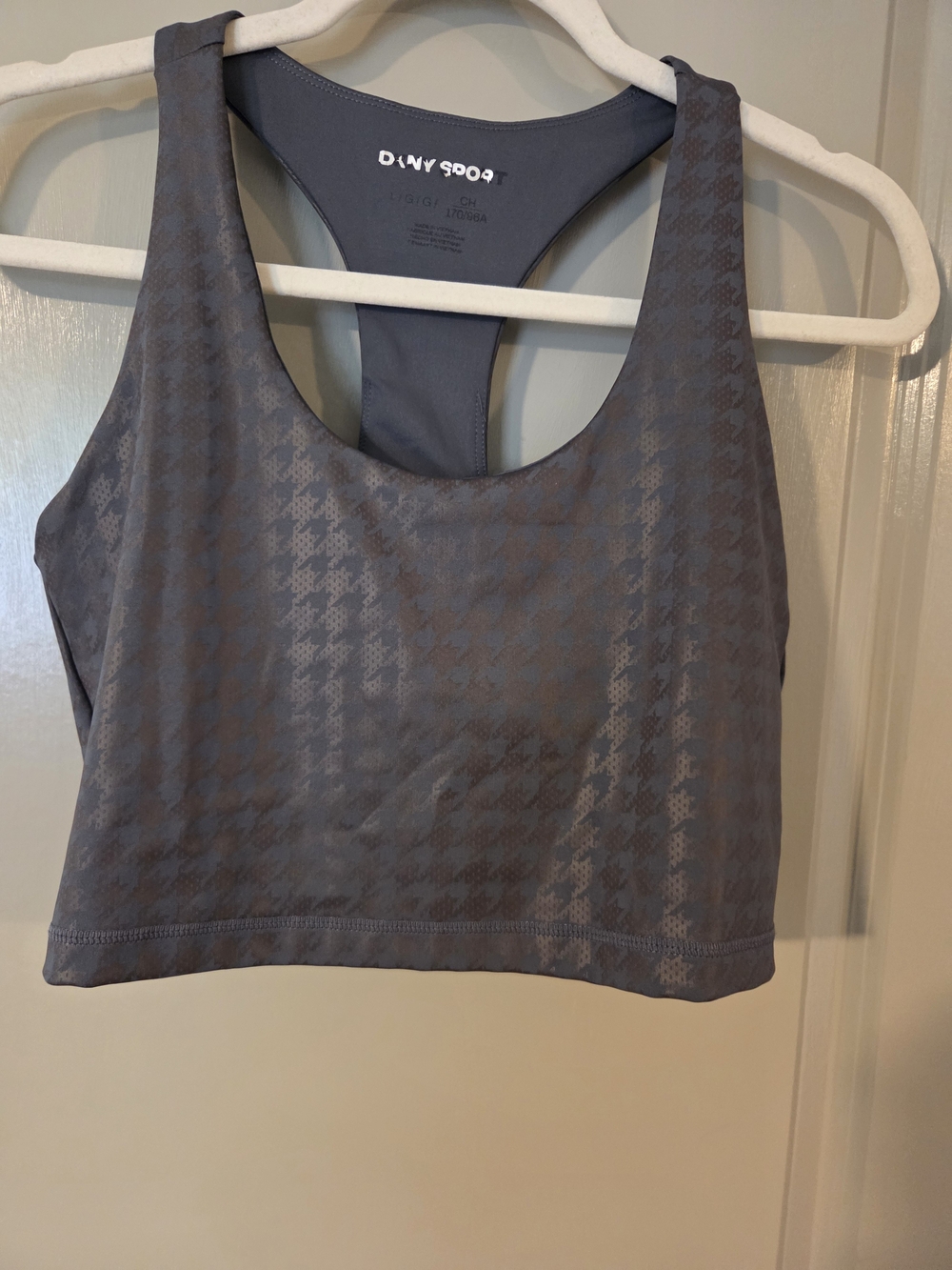 DKNY Gray Houndstooth Racerback Sports Bra